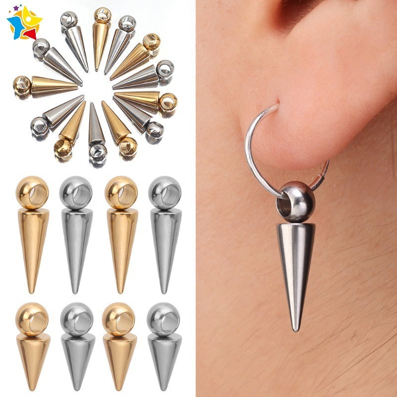 10Pcs Pingentes Cone De Aço Inoxidável Punk Fashion Spike Rivet Beads Charmes Para Brincos Decoração De Jóias De Bricolage