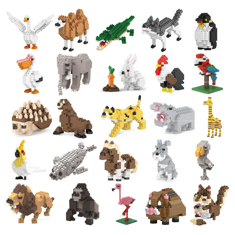 50 tipos ou mais quebra-cabeça montado fazendas de animais/oceano/pássaro modelo ornamentos bloco de construção de partí em Oferta na Shopee