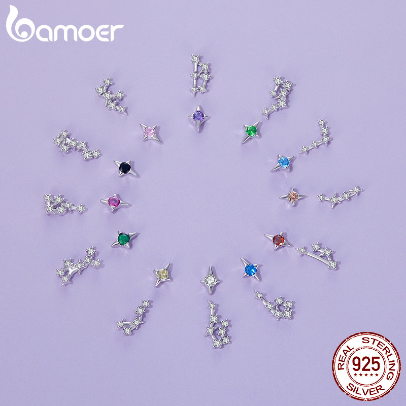 Bamoer 925 Sterling Sliver Brincos Signos Do Zodíaco Acessórios Joias Presentes Para Mulheres em Oferta na Shopee