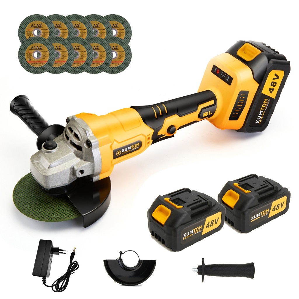 Esmerilhadeira Lixadeira Angular 4 polegadas Brushless 8500rpm-2bateria De Lítio 10 lâminas de serra lixadeira bateria