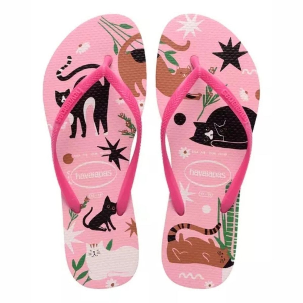 Chinelo Havaianas Slim Pets Feminino - Rosa - Women Shoes
