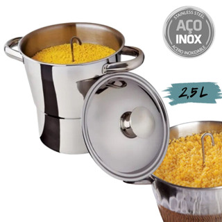 Panela a Vapor Cuscuzeira N 16 Aço Inox Para Cuscuz Nordestino Resistente Reforçada Cuscuzeiro Inquebrável D'Casa em Oferta na Shopee