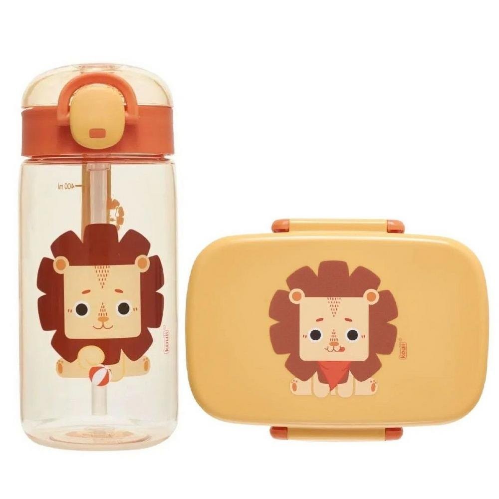 Kit Garrafa Plastica 460ml +Marmita Bento Box Kouii Leao Leo em Oferta na Shopee