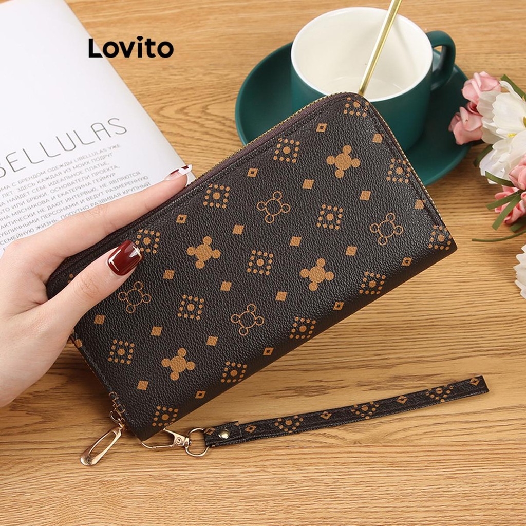 (Trendy) Lovito Carteira Casual geométrica para presbiopia com zíper compacto para mulheres  LFA65063 em Oferta na Shopee