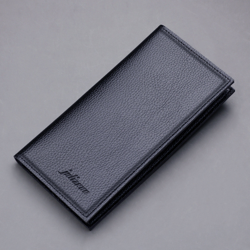 Em Estoque Carteira Longa Ultra-fina Carteira de Couro Masculina Multi-cartões Couro Macio Grão de Lichia Carteira Mascu