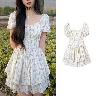 Lovito Vestido Casual Ditsy Floral De Camada Dupla Para Mulheres LNE43425