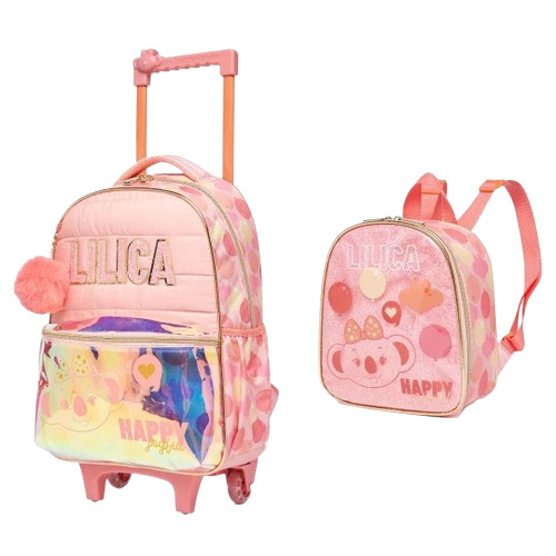 Mochila Rodinhas + Lancheira Rose  Lilica Ripilica- 2024