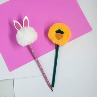 02 Lapis de escrever Pompom cenoura Pascoa Coelho orelha de coelhinho páscoa papelaria fofa material escolar presente le em Oferta na Shopee