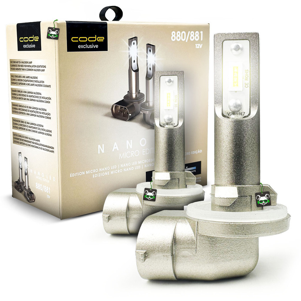 Kit Par Lâmpada Automotiva Nano Led Micro Edition 3000 Lúmens  6000K Encaixe H3 Code
