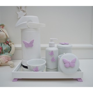 Kit Higiene Bebê Porcelana Térmica Bandeja K030 Borboleta em Oferta na Shopee
