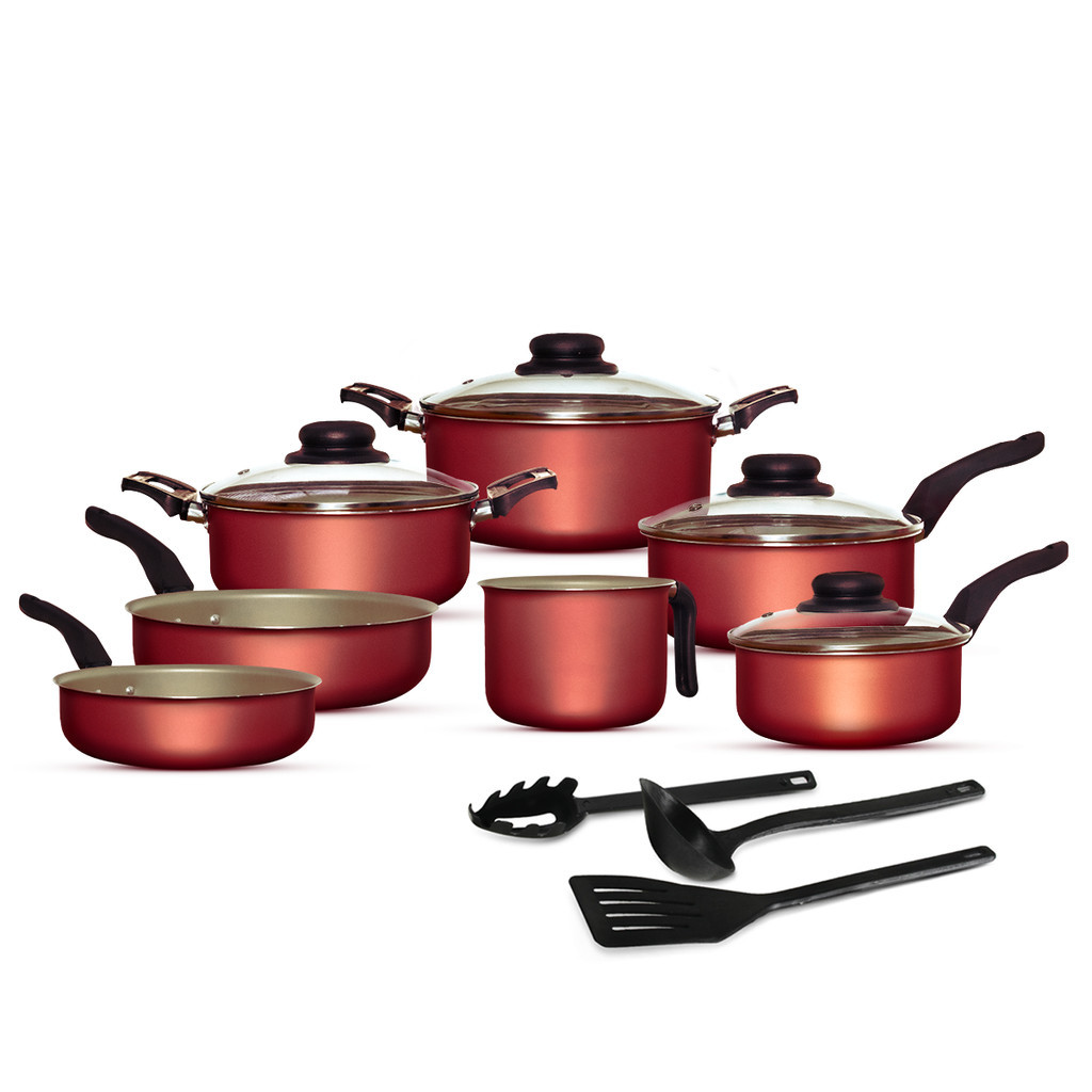 Conjunto de Panelas 10 Peças Antiaderente - CEREJA