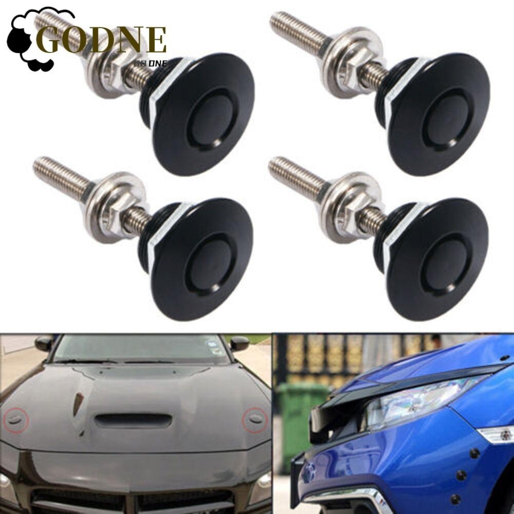 GODNESSFO 2/4pcs Botão De Pressão Preto Acessório Para Carro Clip De Trava Pino Do Capô Dianteiro