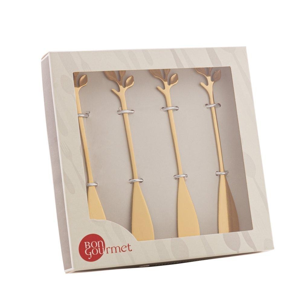 4 Espátulas Wolff Leaves de Aço Inox Dourado - Home & Living