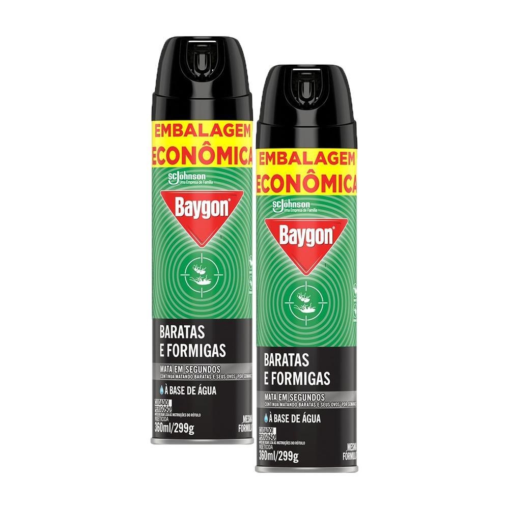 Kit 2 Inseticida Aerossol Baygon à Base de Água 360ml - Home & Living