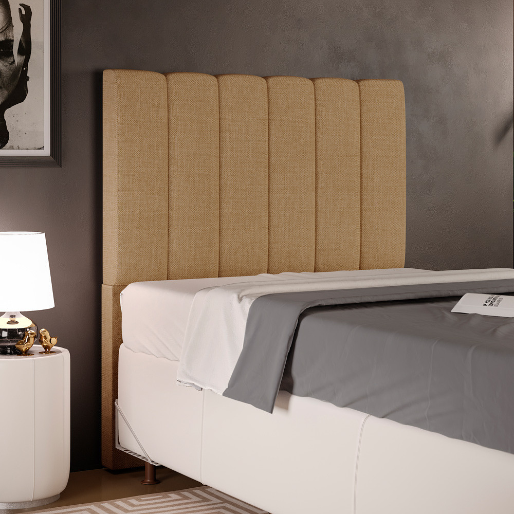 Cabeceira Cama Box Solteiro 100 cm Dália W01 Linho Bege Escuro - Lyam Decor em Oferta na Shopee