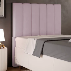 Cabeceira Cama Box Solteiro 100 cm Dália W01 Suede Rosê - Lyam Decor