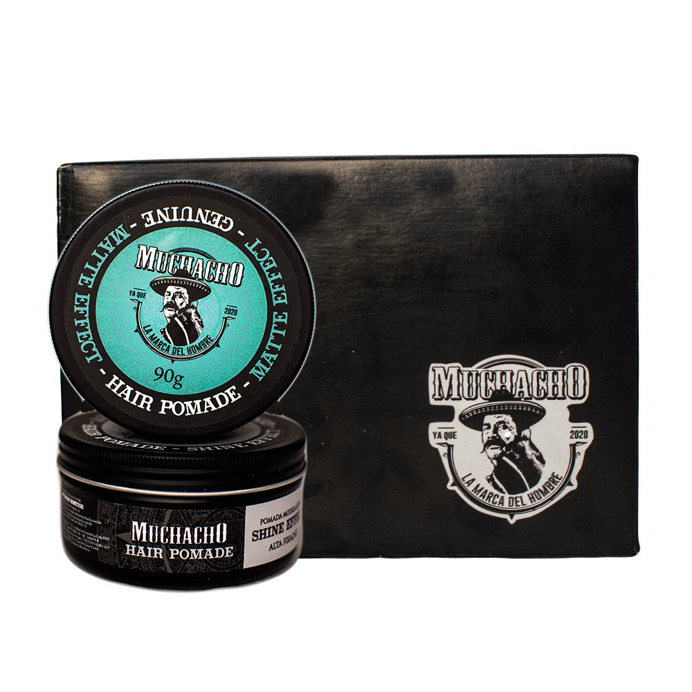 Kit Pomada Modeladora Muchacho Matte Efeito Seco + Pomada Modeladora Muchacho Brilho c/ Caixa para Presente