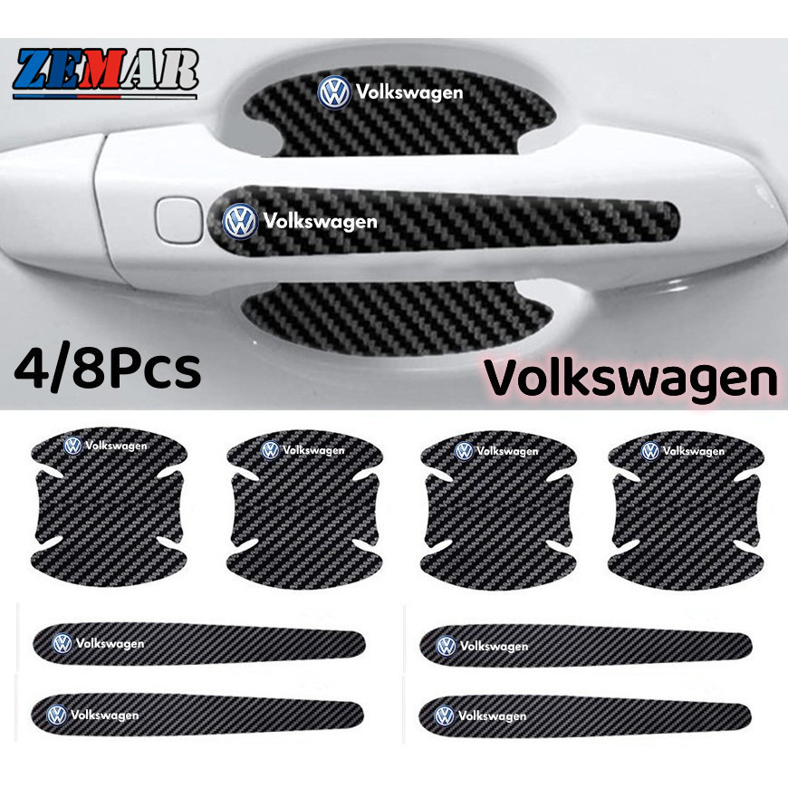 4/8Pcs Volkswagen Autocolante De Fibra De Carbono Película Protetora Da Porta Anti-Riscos Para Golf Mk4 Mk7 MK3 jetta mk6 Up Passat b5 b6 b7 Tiguan VW Polo 9n 9n3 gol g5 g4 g3 g6 Nivus Fox new Beetle Virtus