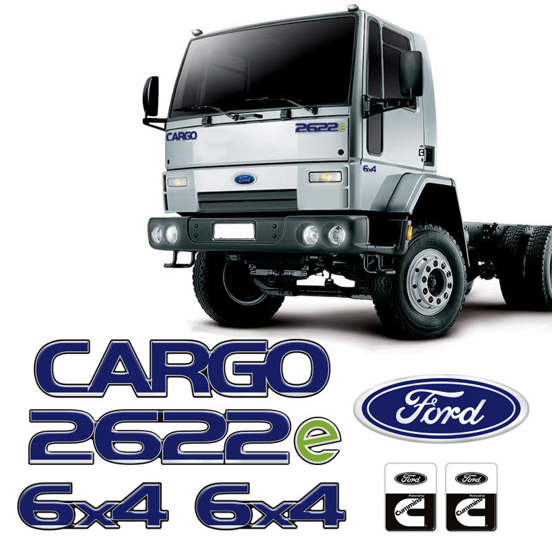 Kit Emblemas Cargo 2622e 6x4 Adesivos Caminhão Ford Cummins Genérico