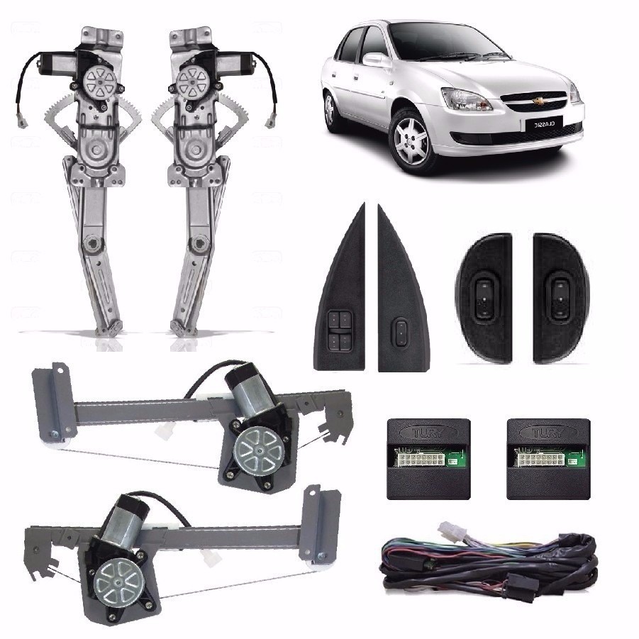 Kit Vidro Eletrico Classic Corsa Super Corsa Sedan Wagon 4 Portas Completo Sensorizado (1996-2016)
