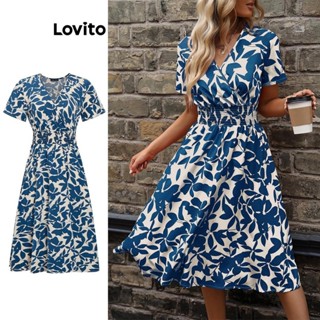 Lovito Vestido casual floral com bata floral Padrão para mulheres L80ED372