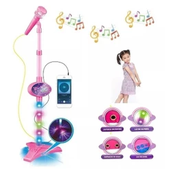 Microfone Infantil Com Som e Luzes Pedestal Sai Voz de Verdade! - Envio Imediato