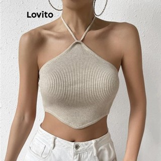 Lovito Regata Feminina Elegante Com Gola Halter Simples LNL46226