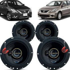 Kit Alto Falantes Dianteiros e Traseiros Nissan Versa 2011 até 2020 - Hurricane Aurum 480w