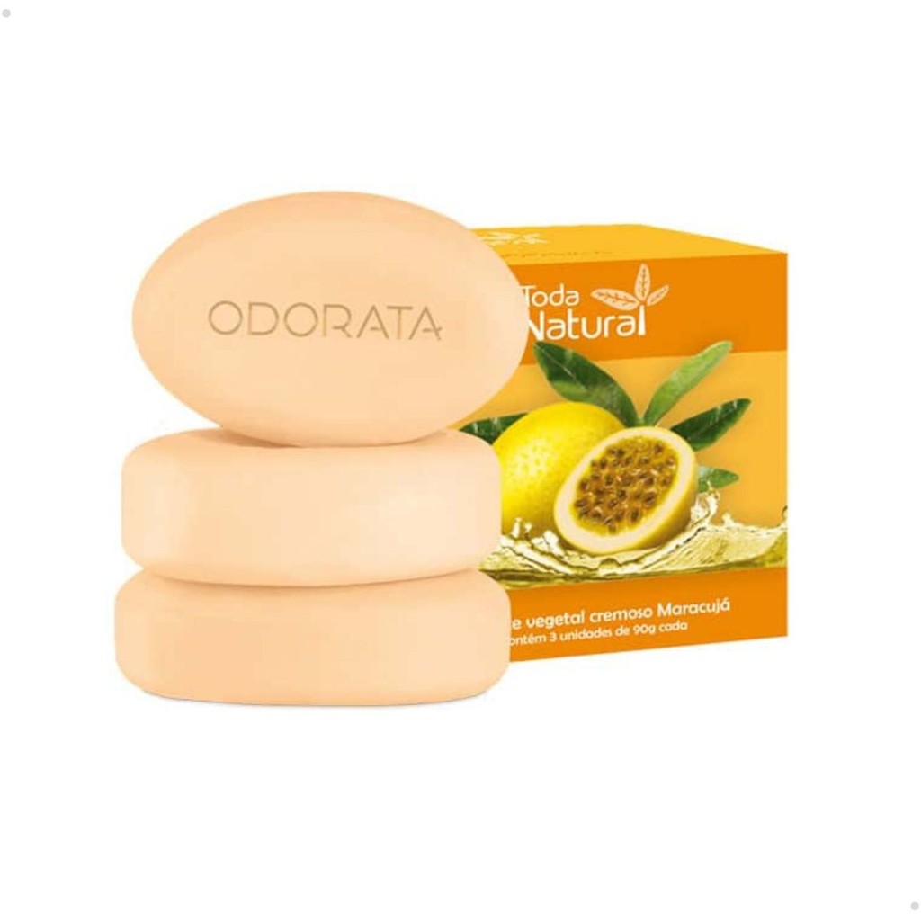 Sabonete Em Barra Cremoso Vegetal De Maracujá Cx 3Und Toda Natural Odorata REF 4523