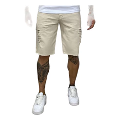 Bermuda Shorts Masculino Sarja Destroyed Bolsos Estilo
