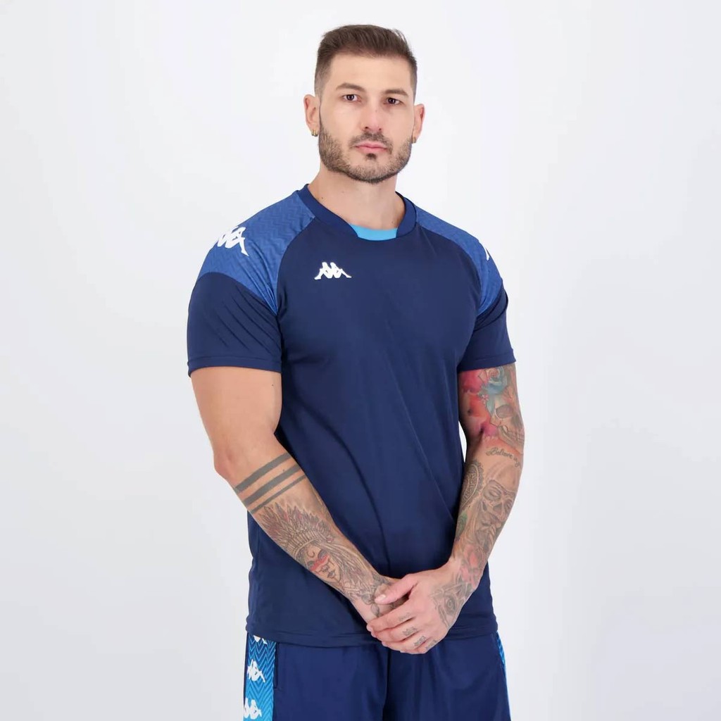 Detalhes do Kit 2 Camisas Kappa Sammy Cinza e Marinho