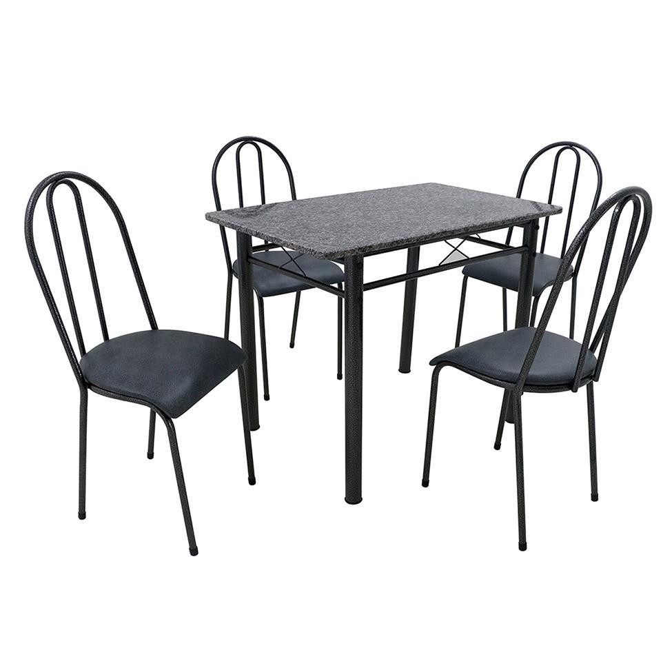 Conjunto de Mesa com 4 Cadeiras Genebra Preto e Petróleo - Home & Living