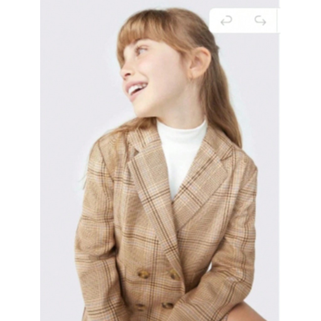 Blazer Infantil Menina Em Xadrez - Bege-hering