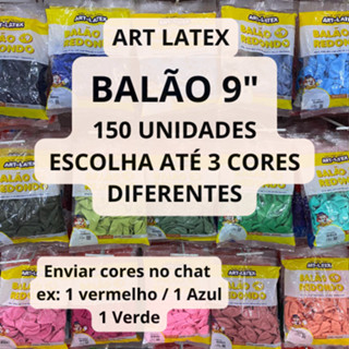 Balão Bexiga para Festa Redondo - Art Latéx - 9 polegadas - 150 Unidades - 3 Pacotes em Oferta na Shopee