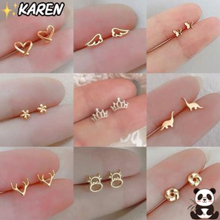 KAREN Mini Brincos Stud Earrings Moda Para Meninas 925 Prata Hipoalergênica Orelha Piercing Jóias
