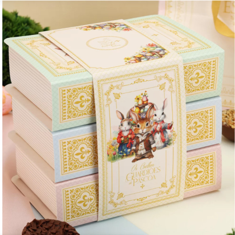 05 Kits com 3 Livros - (15) Embalagem 2 MINI OVOS 50G OU 6 doces + Cinta TRIOLOGIA 3976 (PASCOA JANGO OUTLET)