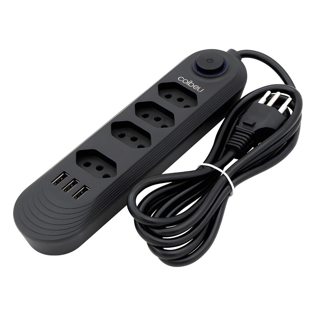 Electric COIBEU Extension 2m With 4 Sockets and 3 USB Inputs with Button B04U