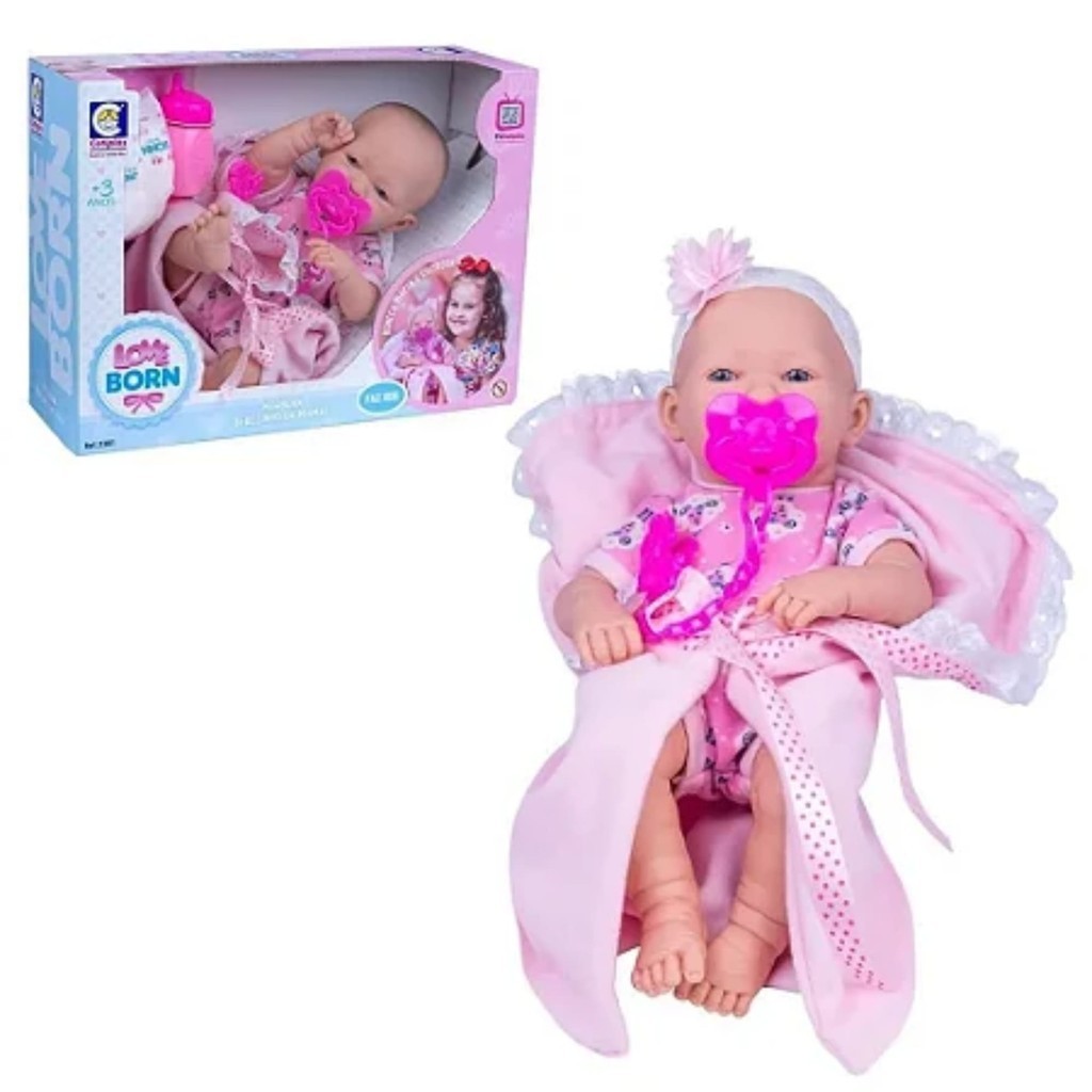 Boneca Love Born Bebezinho da Mamãe com Acessórios para Crianças a Partir de 3 Anos Cotiplás - 2381 - Mom & Baby