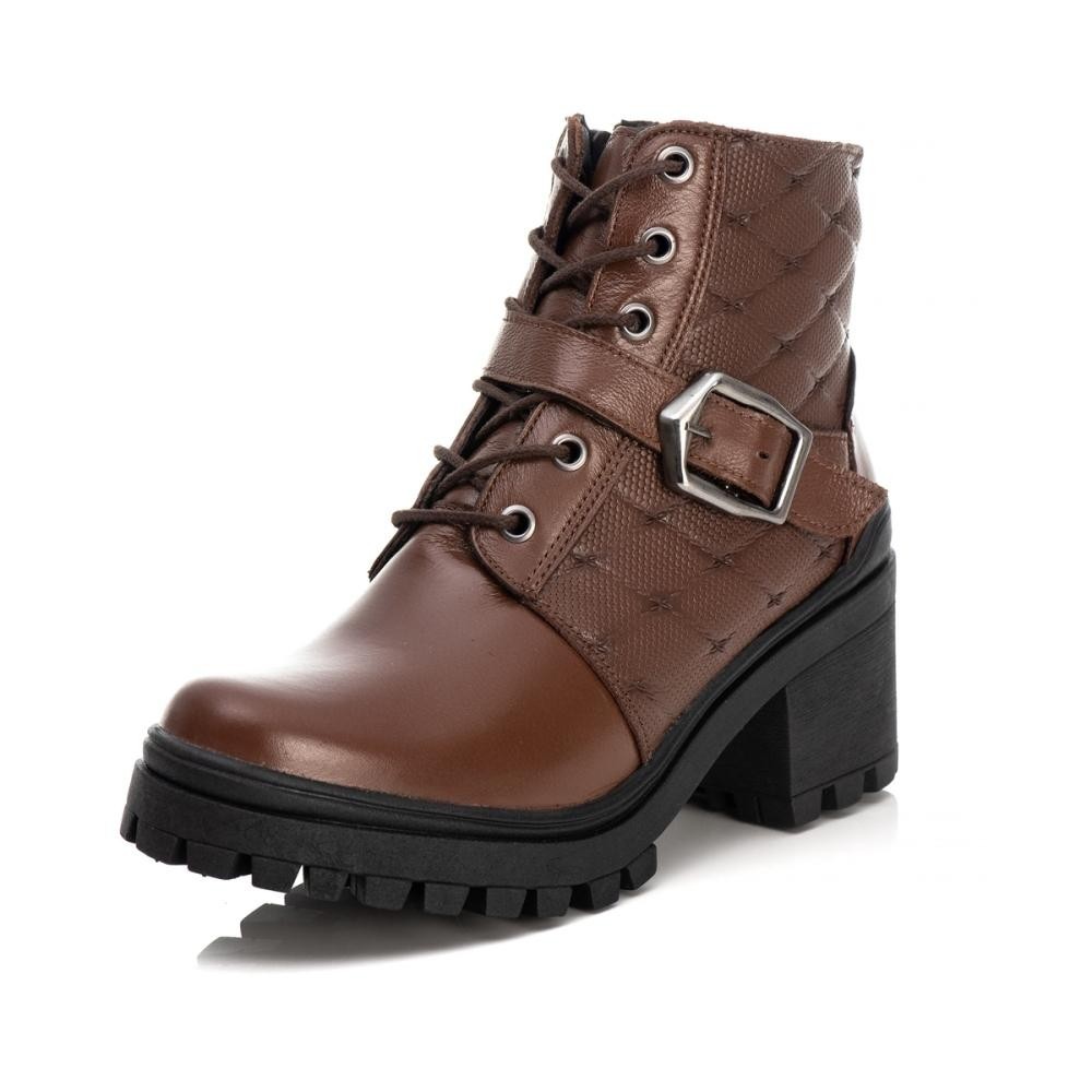 Bota Feminina Modelo Coturno Tendencia Moda Casual Salto Grosso Sola Tratorada