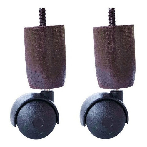 Kit 2 Rodinhas Cama Box Baú TDC Marrom  Ortobom Gazin Madeira Maciça Rodízios Giratórios 12cm altura