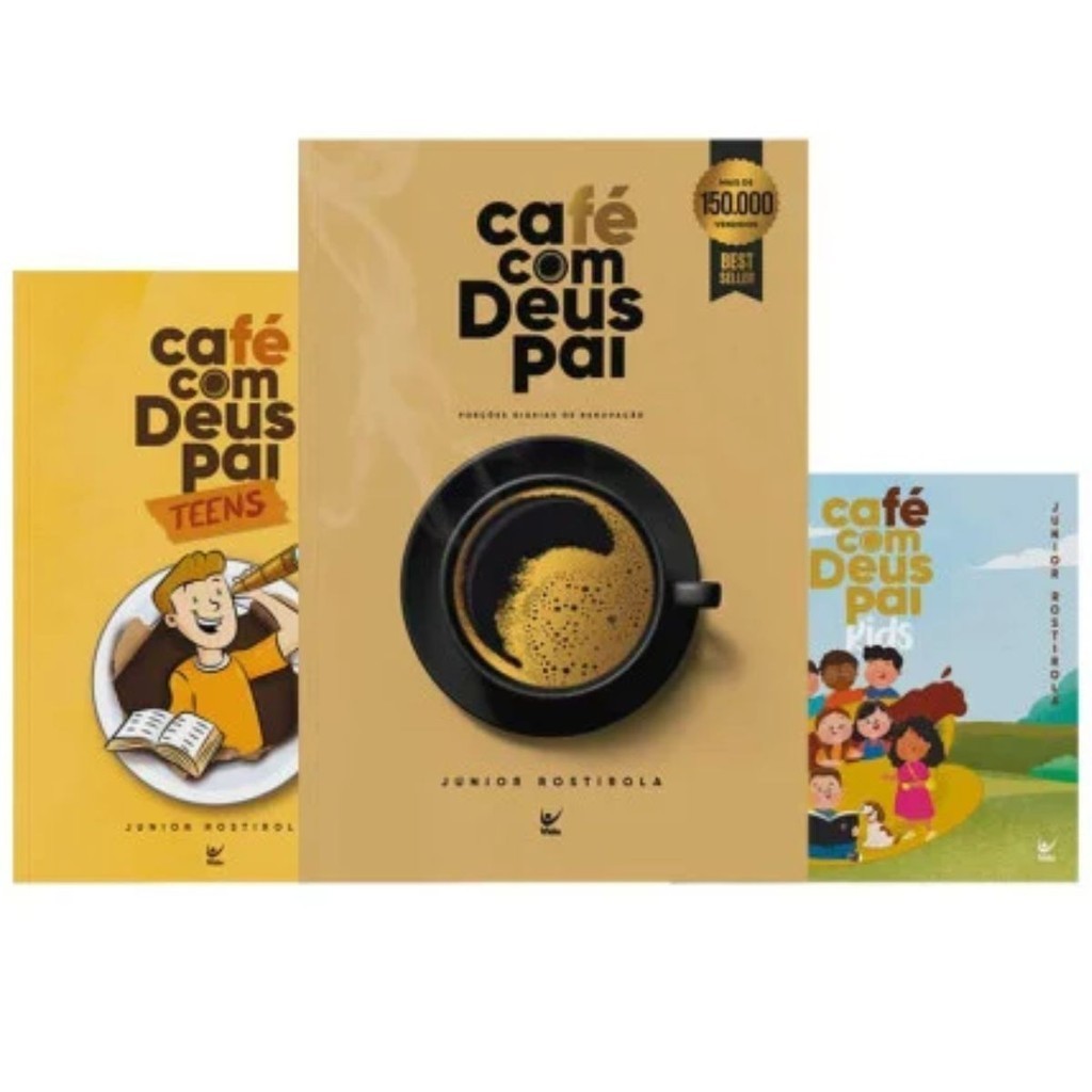 Kit com 3 Livros | Café com Deus Pai + Teens + Kids | Junior Rostirola | Editora Vida em Oferta na Shopee