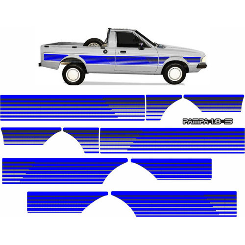 Kit Adesivo Faixa Lateral Traseira Ford Pampa 1.8 S Azul