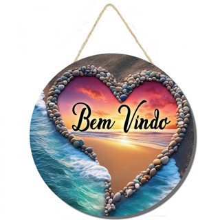 Placa decorativa redonda Bem Vindo PL264 em Oferta na Shopee