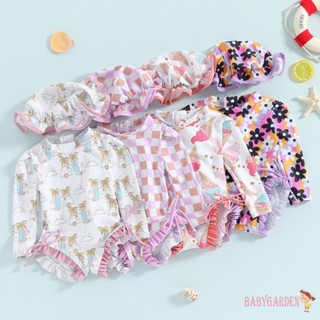 BAGA-Maiô Com Proteção Contra Queimaduras Para Bebês Meninas Chapéu De Sol , Manga Comprida , Estampa Floral/Sorvete , R em Oferta na Shopee