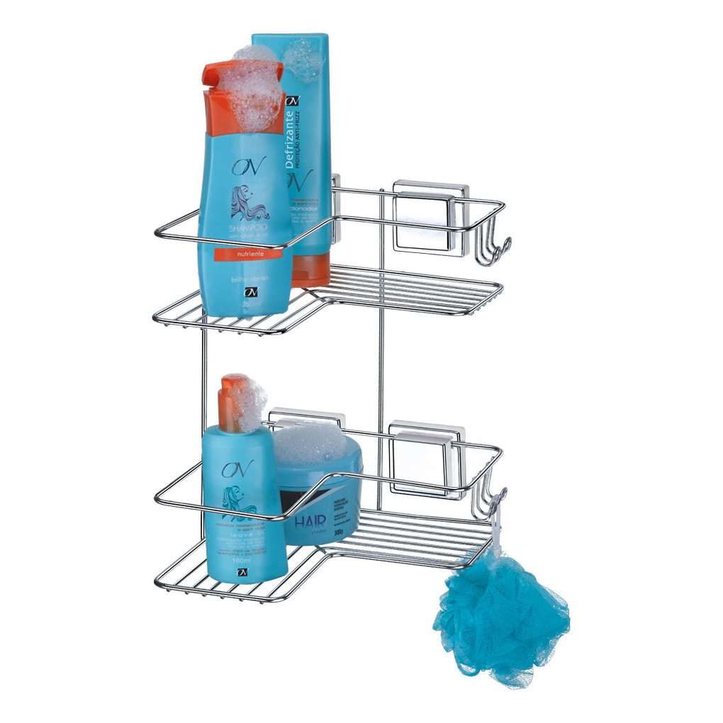 Suporte Porta Shampoo Duplo Parede Ventosa Durabilidade
