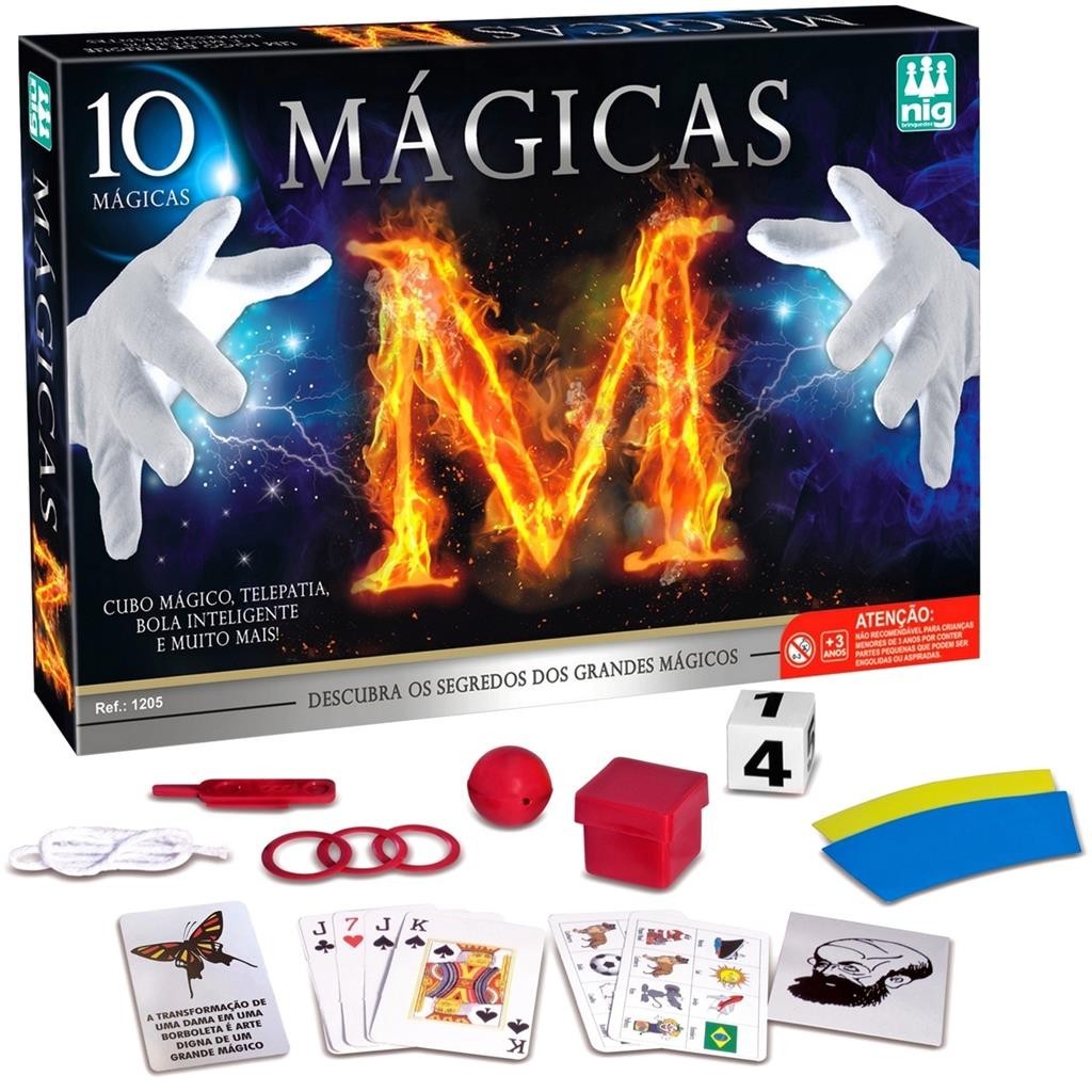 M Kit De Magicas 10 Truques Com Cartas Ilusao De Otica Adivinhacao Para Criancas Infantil Divertido - NIG Brinquedos