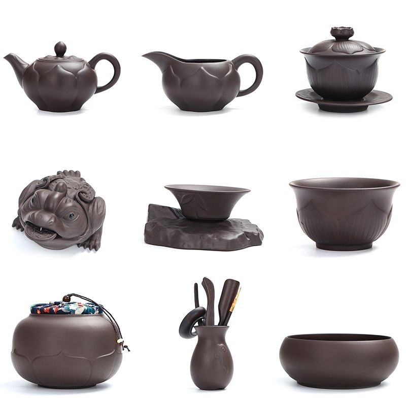 Conjunto de Chá de Areia Roxa Kung Fu Pote de Chá, Xícara de Chá, Apenas Areia Roxa Conjunto de Chá Kung Fu Bule de Chá Xícara de Chá Tigela de Tampa Dreno de Chá Produto Único Cerimônia do Chá Fogão Peças Sobressalentes 2.18