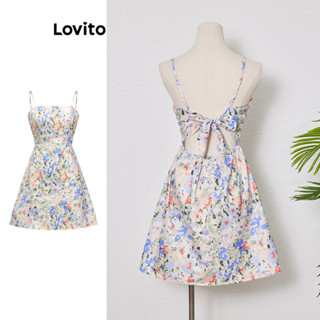 Lovito Boho Vestido com Amarração Tropical para Mulheres L80ED326