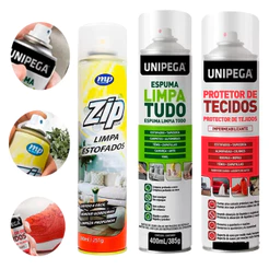 Kit Jogo 3 Spray Ideal Para Limpezas à Seco - Limpa Estofados + Limpa Tudo + Protetor De Tecidos Top
