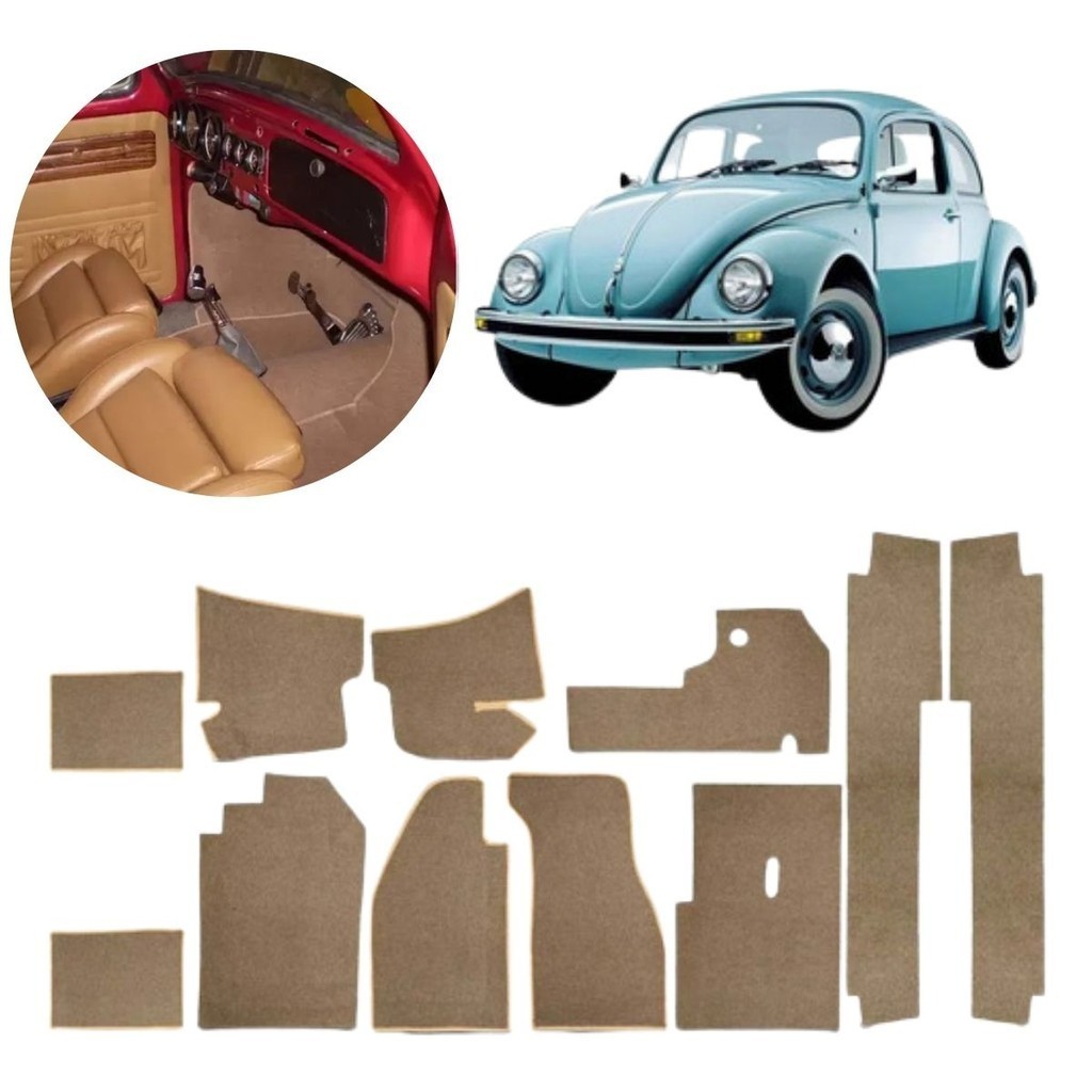 Kit Forração Assoalho Fusca 1970 a 1995 11pçs Completo Carpete Bege